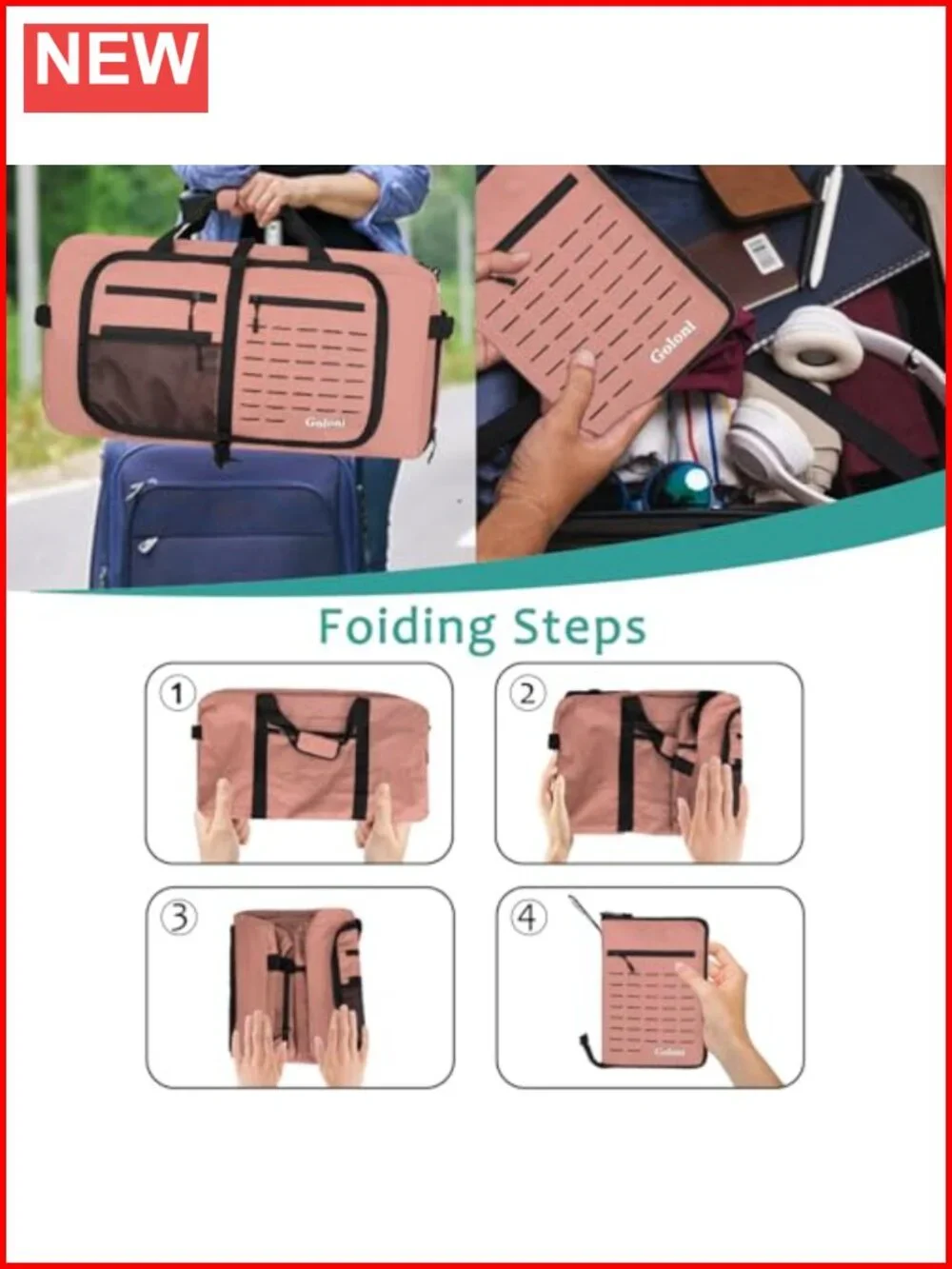 Foldable Travel Duffel Bag Waterproof with Shoe Compartment 80L Large